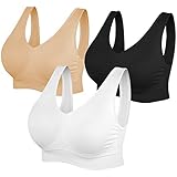 SIMIYA BH Damen ohne Bügel gepolstert Bustier Damen große Brüste Schlaf BH Push up Sport BH Bralette (Schwarz+weiß+beige,4XL)