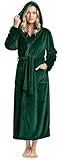 NY Threads Frauen Fleece Kapuzen-Bademantel - Plüsch Lange Robe, Grün, Medium