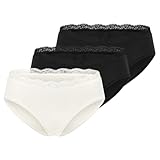 Schiesser - Unique Cotton - Rio Slip - 3er Pack (48 Schwarz/Off-White)