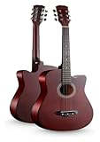 Akustikgitarren-Set For Anfänger, Cutaway Wood Acustica Guitarra, Grundkurs-Tutorial For Folk-Gitarreninstrumente, Gigbag Und Anderes Zubehör(J,38 inches)