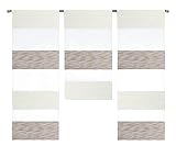 Home Design Mini Flächenvorhang Set beige weiß 2280-13 | 3 Teile | Scheibengardine Gesamtbreite 90cm (3x30cm) Höhe 80/60/80cm