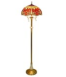 Deckenfluter im Tiffany-Stil, Vintage-Stil, Buntglas, Libellenform, elegante Jade-Akzentlampe für Wohnzimmer und Schlafzimmer, Dekoration, E27-Sockel, 40 W, weiche Beleuchtung