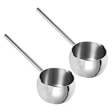 Homoyoyo 2 Stück Edelstahl Butterwärmer Pfannen mit Doppel ausgießer Mini Soßentopf für Milch Schokolade Kaffee Tee und Suppe Schnelles Gleichmäßiges Erhitzen Platzsparend für Kleine