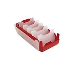 TimeTEX - Karteikasten aus robustem Kunststoff, A8, Halbtransparent mit einschiebbarem Deckel, 5-Fächer-Lernmethode, 20x9x7cm, Farbe: rot