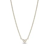 PANDORA Timeless Drei Sterne Herz Collier-Halskette aus Sterling Silber mit vergoldeter Metalllegierung und Zirkonia Steinen, Größe 45cm, 363014C01-45