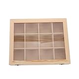 GETAJGHSD Felsen Aufbewahrung sbox Cover-Aufkleber, Bauchnabelaufkleber Solarleuchten im Freien Holzsteine Mineralien Sammelbox Stein-Display-Organizer Sammelvitrine hölzern