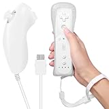 GBKDQQ Wii-Fernbedienung Gamecontroller, Wii Controller Remote mit Nunchuck, Nunchuk Controller für Wii Vernbedinung Remote Plus Ersatz Kontroller Jostick Game Handle für Wii/Wii U Konsole-Weiß