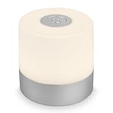 BRILONER – Mini LED Tischlampe Kabellos, Dimmbare Nachttischlampe Touch, Schreibtischlampe, USB-C, Camping Lampe, Warmweißes Licht, 7x7 cm, Silberfarbig