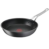 Tefal Jamie Oliver Cook's Classics Bratpfanne, 28 cm, antihaftbeschichtet, ofenfest, Induktion, genieteter Griff, harteloxiertes Aluminium, H9120644, Schwarz