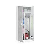 Habitdesign Mehrzweckschrank mit 2 Türen, Abdeckschrank, Weiß Artik und Zement, Maße: 80 cm (Breite) x 182 cm (Höhe) x 37 cm (Tiefe)
