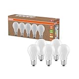 Osram Hocheffiziente LED Lampen mit Energieeffizienz Klasse A, Vorteilspack mit 5 Leuchtmittel, ersetzt herkömmliche 60W Glühbirnen, warmweiß(2700K), E27, mattes Glas, Matt