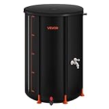 VEVOR Regentonne faltbar, 250 L tragbares Regenfass, Regenwassertank, 500D PVC-Regenwassersammelsystem, Wassertank, Regenwassertonne mit Zapfhahn und Überlaufset, Schwarz