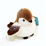 Spatz Plüschtier, Pelzige Vogel-Plüschpuppe, Realistischer 12 cm Vogel Stofftier, Niedlicher Kleiner Vogel Schlüsselanhänger Plüschie als Geschenk für Ihre Freunde (A)