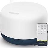 Hianjoo Aroma Diffuser 450ml, Luftbefeuchter mit Timer, Ultraschall Aromatherapie Diffusor 7 Farben LED mit Fernbedienung für Schlafzimmer/Büro/Yoga/Spa - Dunkelblau