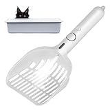 Aomig Smart Spray Streuschaufel 3Pcs Katzenstreuschaufel Kunststoff Wasserspeicher Katzenklo Schaufel Haustierkotschaufel Tiefer Katzenschaufel Scooper Schaufel Langer Griff Kotsieben (weiß,Aufladung)