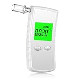 Alkoholtester Polizeigenau, Alkoholtester Promillemessgerät mit LCD-Display, Professioneller Alkoholmessgerät mit 10 Mundstücken, Hochpräziser Promillemessgerät für den Heim- und Partygebrauch(Weiß)