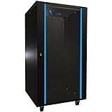 Netzwerkschrank 19 Zoll 22 HE 600x600 freistehend abnehmbare Seitenwände selbstmontierender Rahmen Serverschrank 19 Zoll für Switches UPS Server gehärtetes Glas Schwarz Rack 19 Zoll