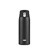 Emsa N21517 Travel Mug Light Isolierbecher | Fassungsvermögen: 0,4 L | extra-schlankes Format | Leichtgewicht | Edelstahl | Klappverschlusssystem | 100% dicht | 8h heiß/16h kalt | BPA-Frei | Schwarz