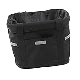 PENIKOKO Wasserdichter Faltbarer Lenkerkorb aus Canvas mit Deckel Abnehmbar Leichter Vorderradkorb für Fahrrad Bike für Einkäufe Picknick und Haustiertransport Schwarz