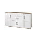 Stella Trading ROMANCE Sideboard in Sibiu Lärche / Eiche San Remo Optik - Landhausstil Kommode mit viel Stauraum für Ihr Wohnzimmer - 186 x 100 x 46 cm (B/H/T)