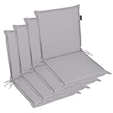 LILENO HOME Gartenstuhl Auflagen [4er Set - Niedriglehner] in Grau - Bequeme Liegen als Sitzauflagen für Gartenmöbel - Stuhlkissen für Gartenstühle und Klappstühle MIA