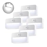 da LIGHT Nachtlicht mit Bewegungsmelder innen Batterie, 6 Stück LED Treppenbeleuchtung, Schranklicht Auto EIN/AUS, Sensor Licht 6000K Warmweiß für Flur, Schlafzimmer, Küchen