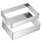 Foppla Verstellbare rechteckige Mousse-Kuchenform aus Edelstahl, antihaftbeschichtet, erweiterbarer Backrahmen mit Waage, Tiramisu-Backwerkzeug für Kuchen, Dessert (Set 2)