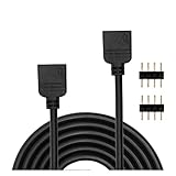 CXVFY 4-poliges RGB-Verlängerungskabel + 4-polige Anschlüsse, 1 m, 2 m, 5 m, kompatibel mit SMD 5050 3528 RGB-Streifen, weiße Linie, 100 cm