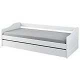 Inter Link - Funktionsbett - Kinderbett - Einzelbett mit Stauraum - Bett mit Schubladen - 2 Liegeflächen 90x200cm - Kiefer Massivholz - ohne Lattenrost - Farbe weiß - Bett Malte