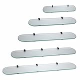 HomeHeng 60cm Glasregal Glasablage Duschregal Duschablage Glas 8mm Glasregal Bad Glas Ablage Dusche mit Glashalter Wandmontage Halterung Zylindrisch, E3307-60MB