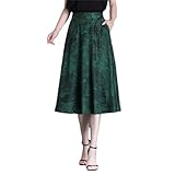 Bedruckter Sommer-Rock, mittellang, modischer Rock, Damen, hohe Taille, schmale Passform, A-Linie, Regenschirmkleid, En8 112, XL