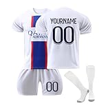 Generisch Paris Fußballtrikot Personalisiert mit Eigenem Namen/Nummer für Kinder/Erwachsener, Hause/Auswärts Fussball Trikot Shorts Socken Set Trainingsanzug