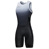 Santic Herren Triathlonanzug Einteiler Triathlon Anzug Gepolstert Trisuit Triathlon Kurz Hohe Elastizität Schnell Trocknend Abnehmen Fahrrad Skinsuit Schwarz Ärmellos XL