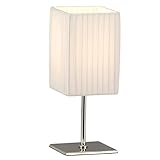 GLOBO LED Tischleuchte Textil Beistellleuchte Chrom Nachttischlampe Schlafzimmer Stoffschirm, 3W 250Lm warmweiß, LxBxH 10x10x26 cm