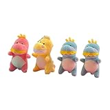 LIFKOME 4 Stück Plüsch Dinosaurier Schlüsselanhänger Weiche Kuscheltier Anhänger Niedliche Taschen Rucksackdeko Tragbare Dino Charms Geschenk für Dino Fans Zufällige Farbe Zufällige Farbe