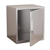 Wandschrank aus Edelstahl mit Türen, abnehmbare Regale, Küchenaufbewahrung für Zuhause, Büro, Schule, Wohnheim (Silber-A, 44 x 65 x 39 cm)