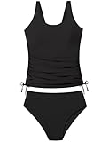 Qaoerde Mädchen-Badeanzug, zweiteilig, Tankini-Badeanzug, Kordelzug, bedruckt, gerüscht, Badebekleidungs-Set, 9–16 Jahre