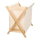 TOBBOMEY Faltbarer Wäschekorb aus Baumwoll Leinen Aufbewahrungskorb für Schmutzige Kleidung und Großer Mehrzweck Organizer für Schlafzimmer und Kinderzimmer Beige