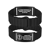Personalisiertes medizinisches Notfallarmband für Damen und Herren – Monochromes Silikon, wasserdicht und verstellbar, Notfall-Armband für Autismus, Allergie, Diabetiker, Epilepsie, 7.9, Silikon, Kein