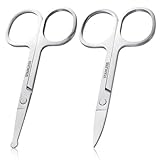 2 Stück Augenbrauenschere, 8,5 cm Edelstahl Kleine Schere, Gebogene und Abgerundete Design für Augenbrauenpflege, Nasenhaare, Schnurrbart, Bart, Wimpern, Ohrpflege-Set