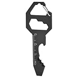 VILLFUL Schlüsselanhänger mit Flaschenöffner Multifunktionswerkzeug aus Stahl Kompakt mit Schraubenschlüssel Lineal Cutter für Outdoor Camping