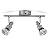 B.K.Licht - Deckenlampe für das Bad mit warmweißer Lichtfarbe, IP44, schwenkbar, LED Deckenleuchte, Lampe, Badlampe, Badezimmerlampe, Küchenlampe, Feuchtraumleuchte, 27,5x8x12,3 cm, Matt-Nickel-Chrom