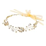 Healvian Goldene Hochzeitskrone Handgefertigtes Stirnband für Bräute Brautjungfern Eleganter Haarschmuck für Besondere Anlässe für Hochzeiten Proms Partys