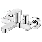 Badewannenarmatur Wannenarmatur Mischbatterie Badewanne Wasserhahn Einhebel Wandmontage Duscharmatur 1/2 Zoll Brauseabgang und Wannenfüll, Chrom Aufputz Wasserhahn für Dusche und Wanne (Silber)
