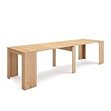 Skraut Home | Ausziehbarertisch | Multifunktionaler ausziehbarer | 300 | Für 14 Gäste | Esszimmertische | Moderner Stil | Eiche