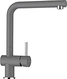 SCHOCK® Küchenarmatur Epos Croma I Hochdruck Küchenarmatur mit Festauslauf I Schwenkbarer Einhebelmischer 360° I L-Auslauf für Spülbereich I Graue Küchenarmatur I Armatur mit flexiblem Anschluss