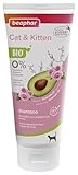 beaphar Bio Shampoo Cat & Kitten, angereichert mit Avocadoöl und Rosenextrakt aus biologischem Anbau, 200 ml, Weiß