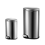 Upella Rundes Pedal-Mülleimer-Set, 40 l und 12 l, Edelstahlboden mit Deckel