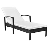 RONGQI Sonnenliege mit Auflage, Balkonliege, Gartenliege, Sonnenbett Outdoor, Gartenliegestühle, Strandliege, Freizeitliege, Gartenmöbel, Himmelsliege,Poly Rattan Schwarz