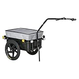 HOMCOM Fahrradanhänger Transportanhänger für Fahrräder, 144 x 59 x 80 cm (L x B x H), Universal, Stahl, Schwarz, Grau
